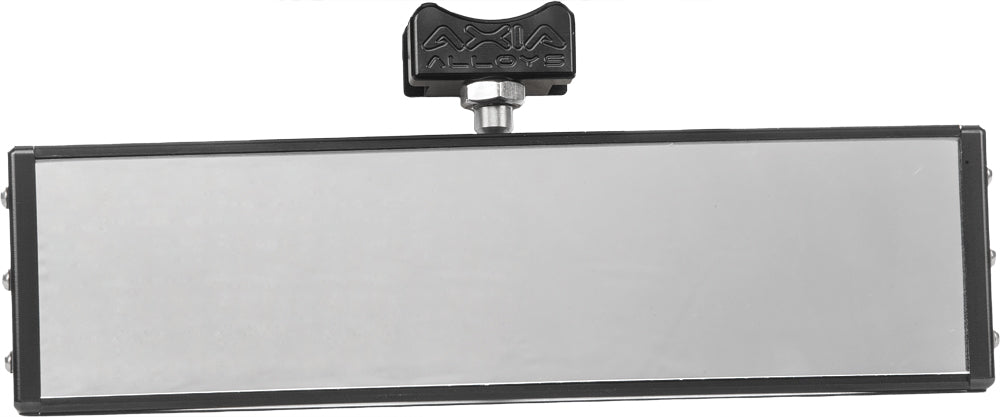 AXIA ALLOY 9-inch panoramic mirror clamp showing the sturdy metal mount and reflective surface for vehicle or security use