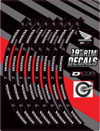 DCOR 19-inch Honda logo rear rim decal graphic, black and white design for vehicle customization.