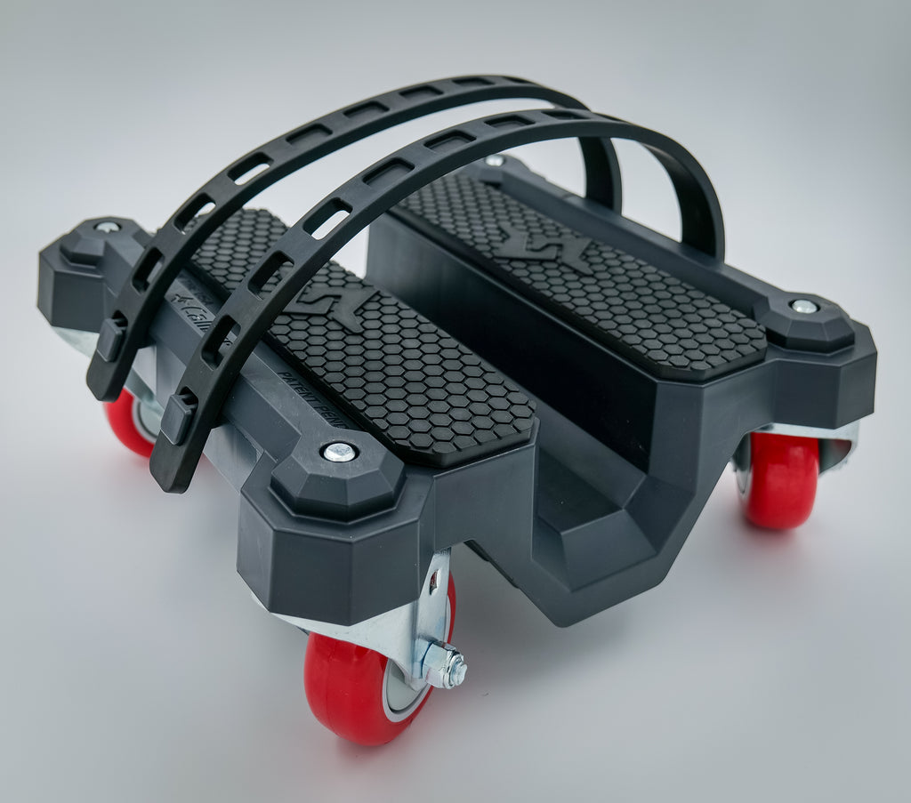 Caliber Rover 360 2-pack snowmobile caster stands with wheels, designed for lifting and moving snowmobiles easily.
