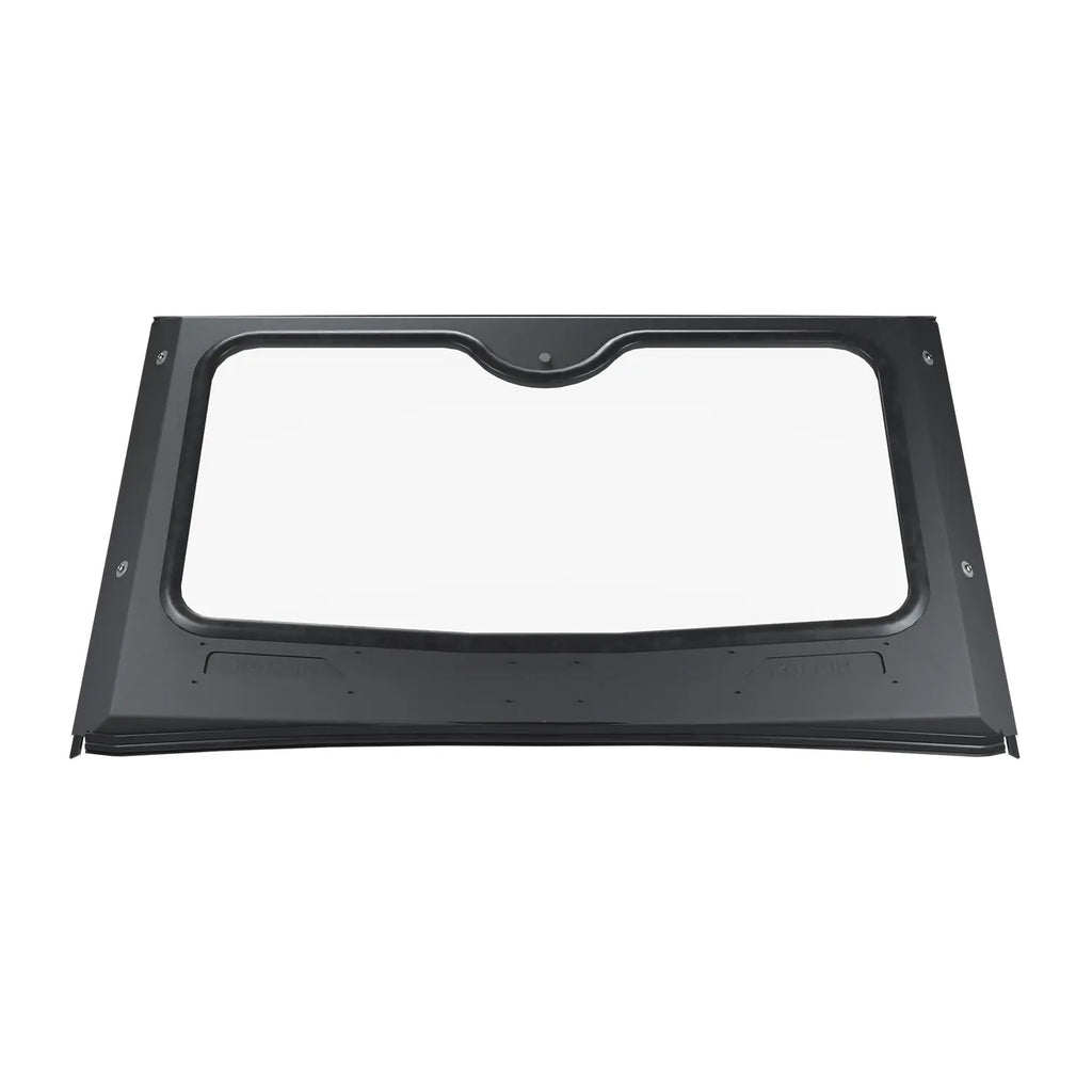 Kolpin glass front windshield, rugged and clear, designed for off-road vehicles, with a sturdy frame and mounting hardware.