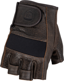 Brown HIGHWAY 21 Half Jab Gloves in large size, showing the textured leather design and snug fit for martial arts or training.