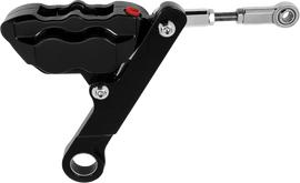 Hawg Halters Inc 4 Piston Front Brake Kit in black, showing detailed brake calipers and components for motorcycle braking system.