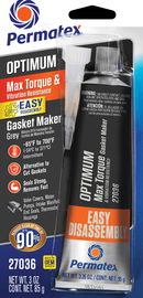 Permatex Optimum Grey RTV Silicone in a 3 oz tube, ready for sealing and gasketing applications, shown with packaging.