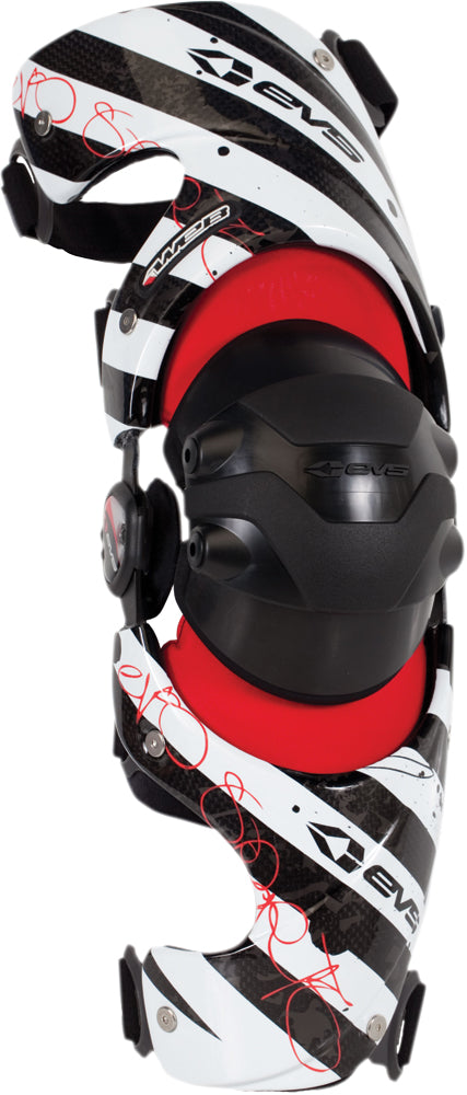 EVS Web Knee Brace Hazard Large Right protective safety gear with adjustable straps and reinforced padding.