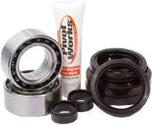 Pivot Works Drive Front Wheel Bearing Kit 52-0308 showing the set of bearings and components for motorcycle wheel maintenance.