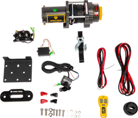 Open Trail 3500lb winch with synthetic rope, showcasing durable construction and compact design for off-road recovery.