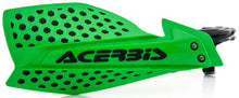 Load image into Gallery viewer, Acerbis Ultimate X handguard in green and black installed on a motorcycle handlebar, providing protection and style.