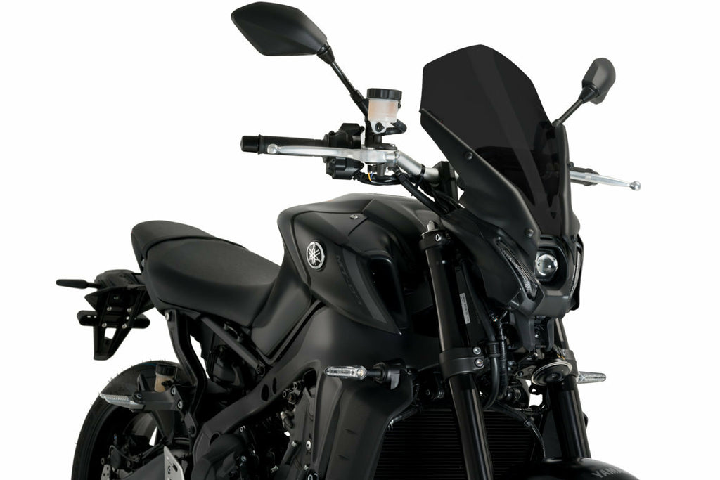 PUIG Naked New Gen Touring Dark Smoke windshield for Yamaha motorcycle, featuring sleek dark-tinted windscreen design.