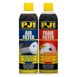 PJ1 Products Foam Filter Care Kit 57-1521 with cleaning chemicals and foam filter cleaning tools, designed for motorcycle and ATV filters.