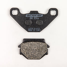 Braking semi-metallic brake pad set 31-669S for vehicle braking system, showing black brake pads with metal components.