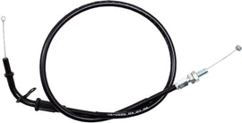 Motion Pro black vinyl throttle pull cable for motorcycle control lines, featuring a durable braided exterior and metal fittings.