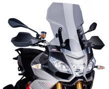 Load image into Gallery viewer, PUIG touring windshield for motorcycle, clear windscreen with mounting brackets, designed for aerodynamic protection.