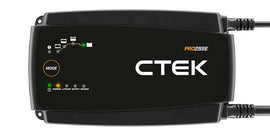 CTEK Power Inc Battery Charger Pro25se 12V with digital display and cable connections for vehicle battery charging.
