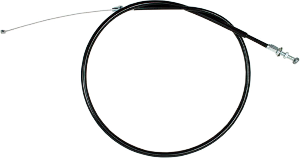 Motion Pro black vinyl throttle pull cable for bikes, showing the flexible cable with black protective outer layer and metal fittings.