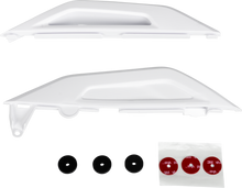 Load image into Gallery viewer, Acerbis white lower side panels for motorcycle body, featuring sleek design and durable plastic construction.
