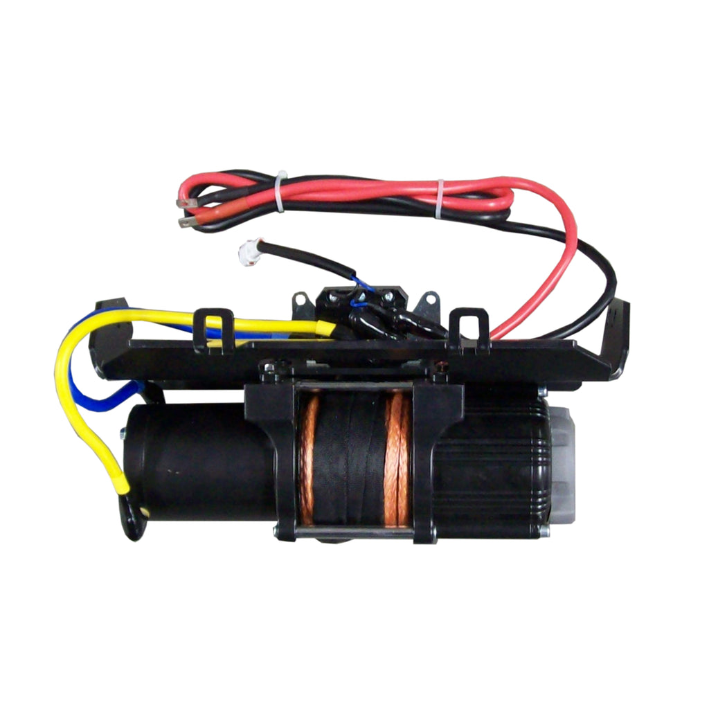 Kolpin Quick Mount Winch Kit 4500 with synthetic rope, mounted bracket for off-road vehicle winching system