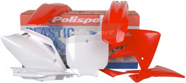 Red Polisport Plastics body kit for motorcycles, featuring durable plastic panels with a sleek design and bold red color.