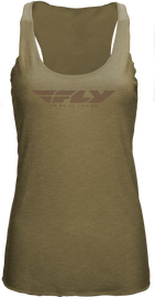 Olive green Fly Racing Women's Fly Corporate Tank top in large size, featuring a casual sleeveless design and branding details.