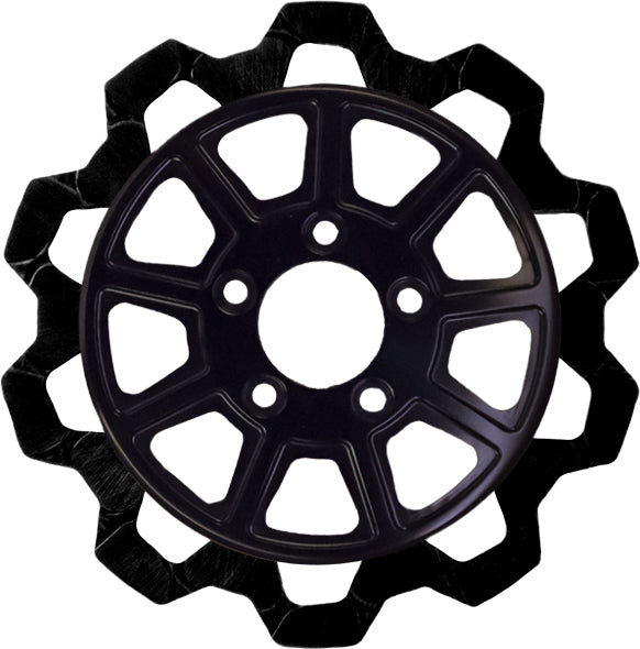 Lyndall Racing Brakes 9 Spoke Rear Rotor in black with bow tie design, 11.5-inch diameter, 6mm thickness for high-performance braking.