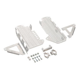 Devol Aluminum Radiator Guard 60-5021 showing a sleek, silver protective grille for vehicle radiators.