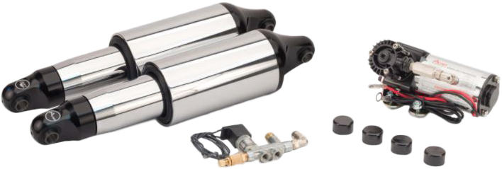 Arnott Fox Racing Arnott air shocks for Harley Davidson FLH/FLT 2009 and up, suspension components with visible shock units