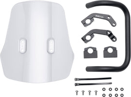ZETA Windscreen Adventure Hon 634-9711, clear motorcycle windshield with mounting brackets, designed for Honda adventure bikes.