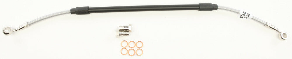 GBRAKES steel rear brake line for Yamaha models, showcasing the durable, braided metal construction and fittings for secure installation.