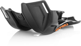 Acerbis black skid plate for off-road motorcycles, shown attached to the underside of the bike for protection.