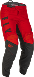 Fly Racing F-16 Pants in red and black, size 36, featuring durable fabric and motocross style design.