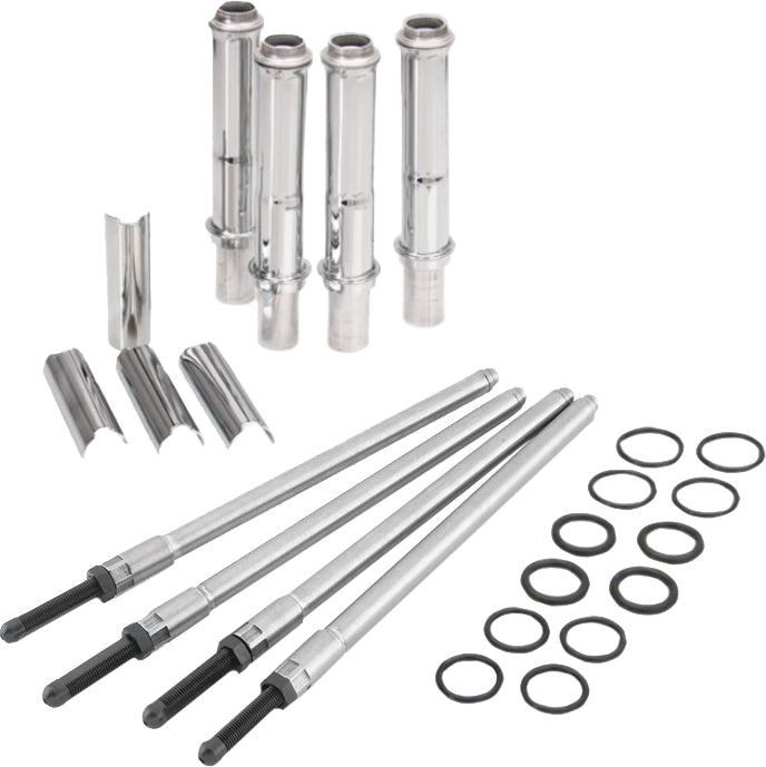 Speedy Pushrod Kit W/Covers Chrome, M8 17 24 (Exc.Vvt)