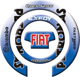 RASCAL GRAFIK gas cap protector decal for Yamaha R1 and Fiat vehicles, featuring bold graphic design and branding.