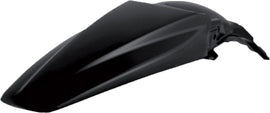 Black Acerbis rear fender for motorcycles, featuring a durable plastic design and mounting points for easy installation.