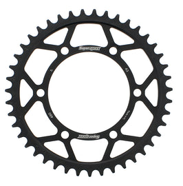 Steel rear sprocket by Supersprox for Suzuki GSX-R750, 43-tooth, black finish, designed for 525 chain compatibility.