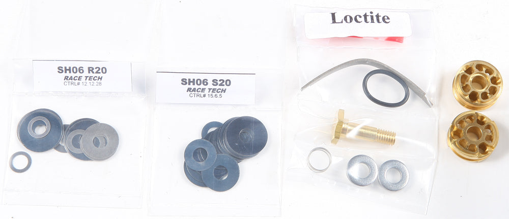 Race Tech Gold Fork Valve Kit for motorcycle suspension, showing the gold valve components and assembly parts.