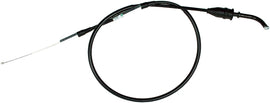 Motion Pro black vinyl throttle cable for motorcycles, showing the cable's black vinyl exterior and metal connectors.