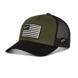 Alpine Star black military-style Flag snapback hat with adjustable size and embroidered flag design on the front.