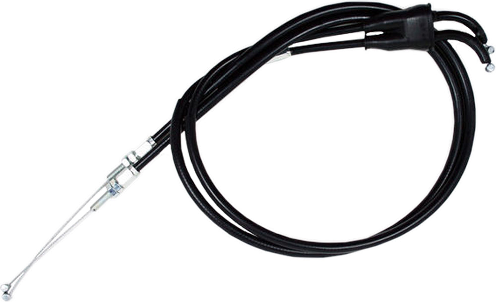 Motion Pro black vinyl throttle cable 70-4130 for motorcycle control lines, showing the durable cable and fittings.