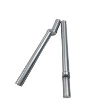 Load image into Gallery viewer, Silver HeliBars replacement handlebars for Suzuki motorcycles, showcasing the sleek, curved design and metallic finish.