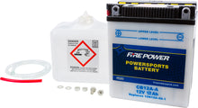 Load image into Gallery viewer, Fire Power 12V heavy-duty battery with acid, model CB12A-A, designed for reliable power supply and durability.