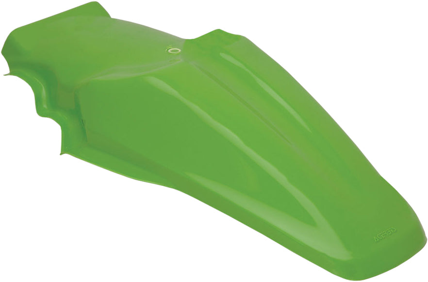 Acerbis green rear fender for motocross or dirt bikes, showing the durable plastic design and vibrant green color.
