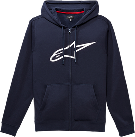 Alpine Star Ageless II fleece in navy and white, size small, featuring a soft, cozy fabric with the brand logo visible on the front.