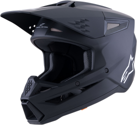 Alpine Star Sm3 Solid Black Matte Helmet front view showing smooth matte black finish and sleek aerodynamic design.