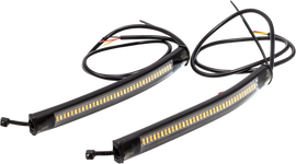 Flexible LED strip from Letric Lighting Co with white and amber fork tube switchback illumination, shown in the image.