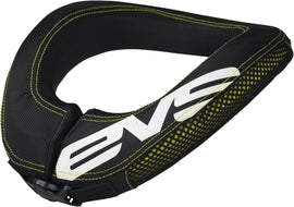 EVS RC2 Race Collar for adults, black protective neck brace with adjustable straps and padding, designed for racing safety.
