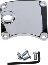 HardDrive Chrome HardDrive Inspection Cover with Mid Controls for motorcycle, showing shiny chrome finish and keyhole opening.