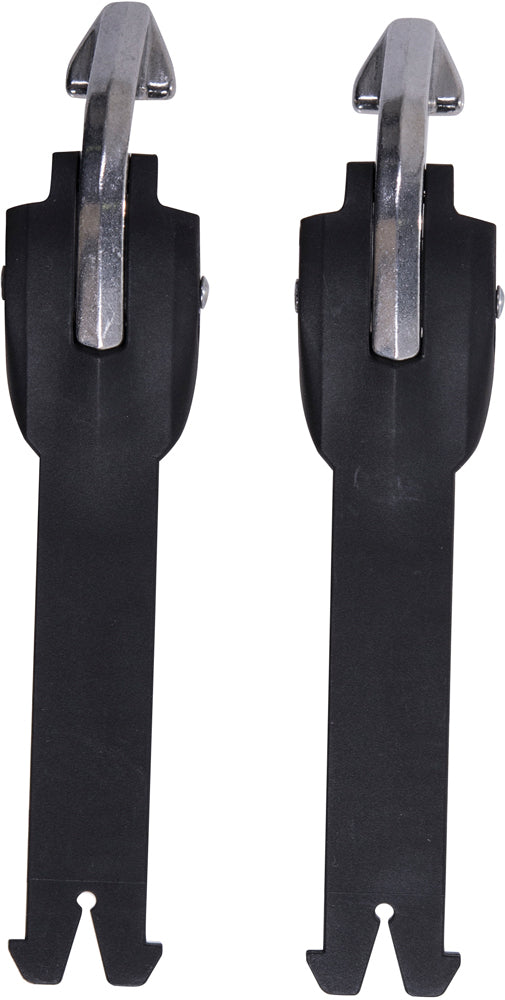 Alpine Star Tech T/7s buckle straps in black, designed for motorcycle gear, shown on a product display or attached to gear.