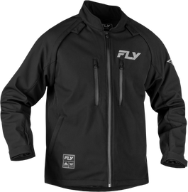 Fly Racing Patrol jacket in black and grey, featuring a stylish design with zipper pockets and a high collar.