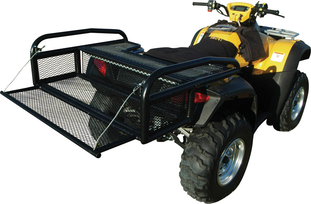 Kolpin rear drop basket for utility vehicles, featuring sturdy metal construction and a spacious cargo area for outdoor gear.
