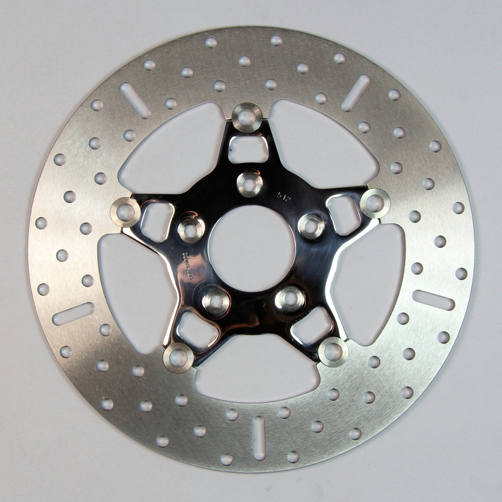 EBC Motorcycle Brakes V-Twin Street Rotor FSD010 showing a close-up of the stainless steel brake rotor with vented design.