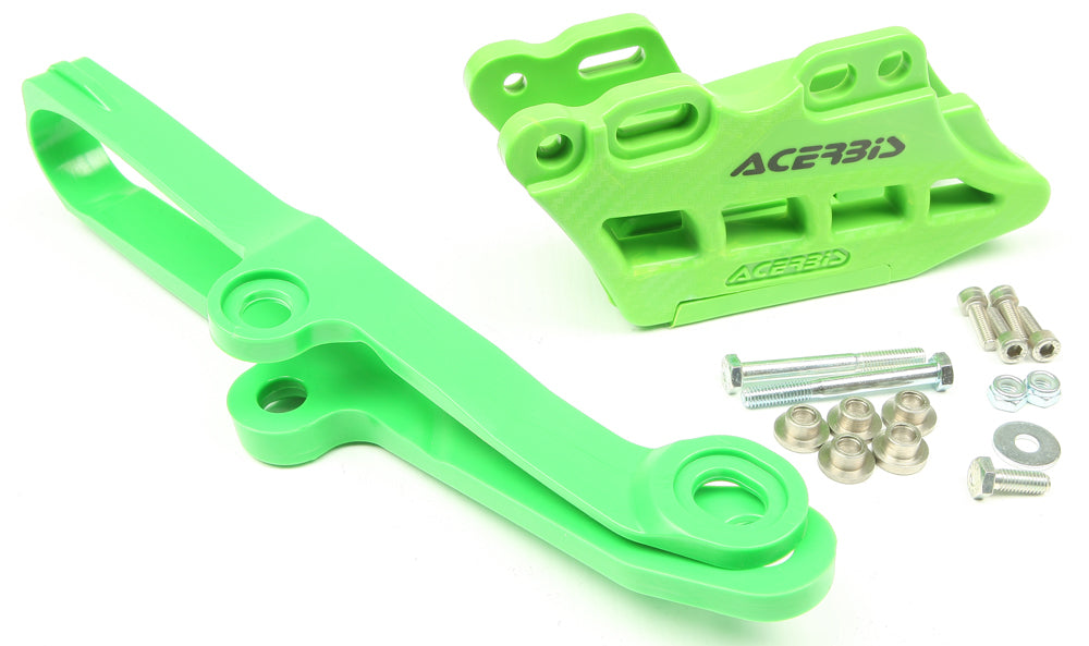 Acerbis Guide and Slider Kit 2.0 in green, designed for motorcycle protection and customization with visible components.